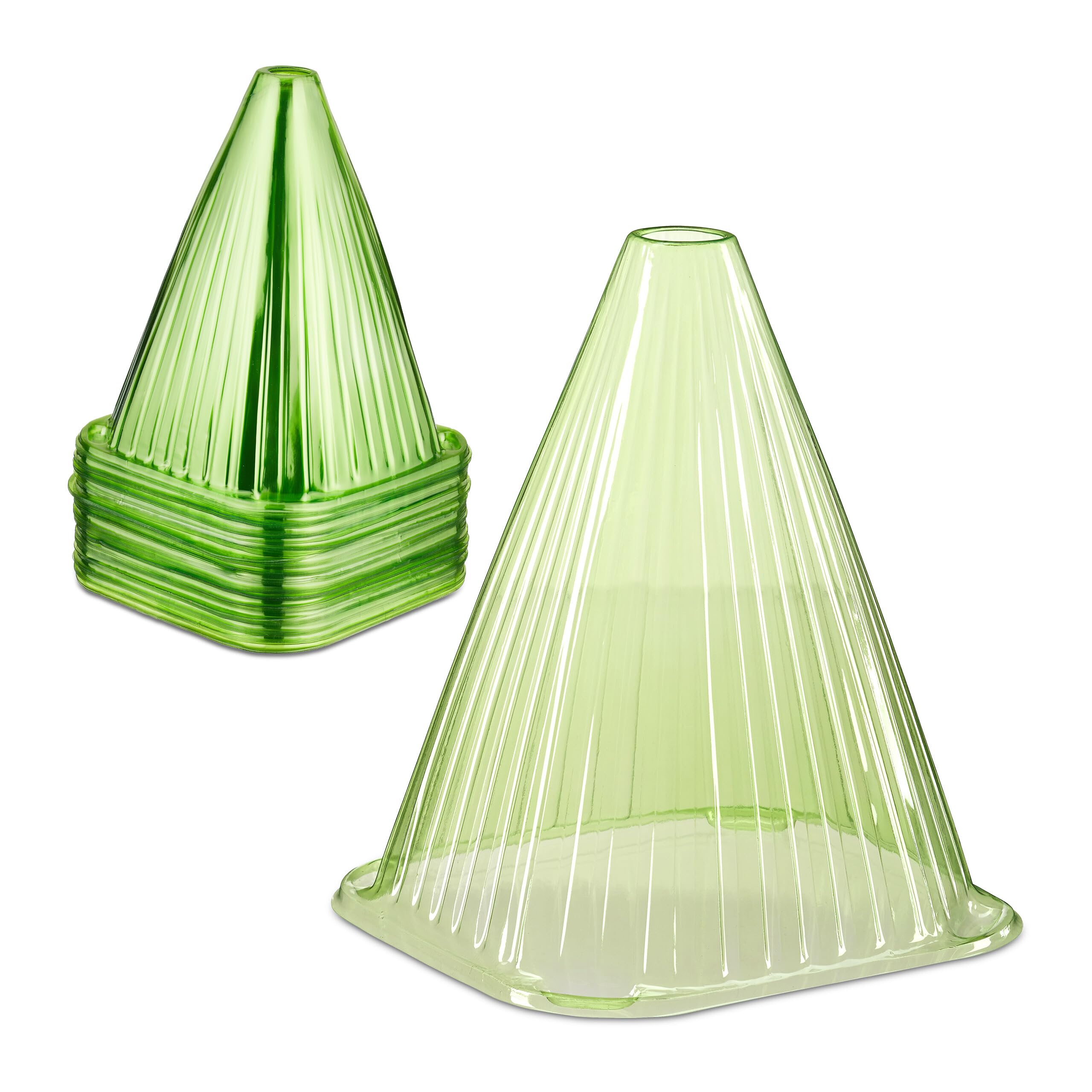Relaxdays Plant Cover, Set of 80, Snail and Frost Protection, HxWxD: 22 x 19 x 19 cm, Greenhouse Cones, PVC, Green
