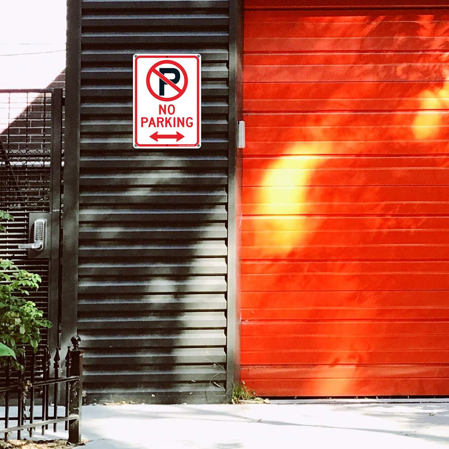 (2 Pack) No Parking Sign With Symbol With Arrows Sign, 10 x 7 Inches Reflective .40 Rust Free Aluminum, UV Protected, Weather Resistant, Waterproof, Durable Ink, Easy To Mount