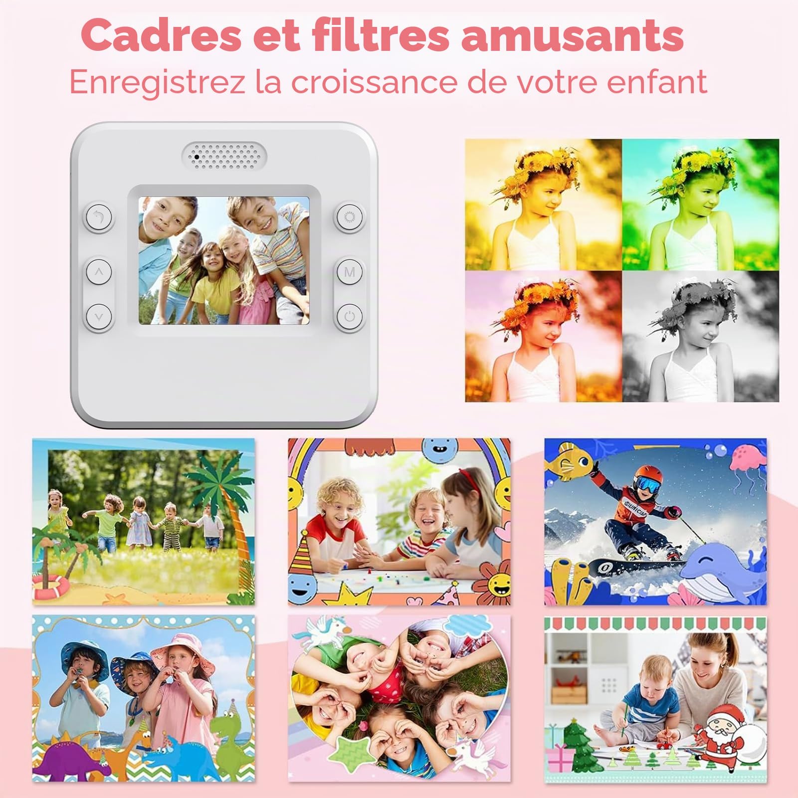 Appareil Photo Instantané Enfant, 2.4" Grand Écran 48MP 1080P HD Appareil Photo Numérique Enfant avec Carte 32GB et Papier Photo Imprimé, Cadeau pour Filles Garçons 3-12 Ans,Violet