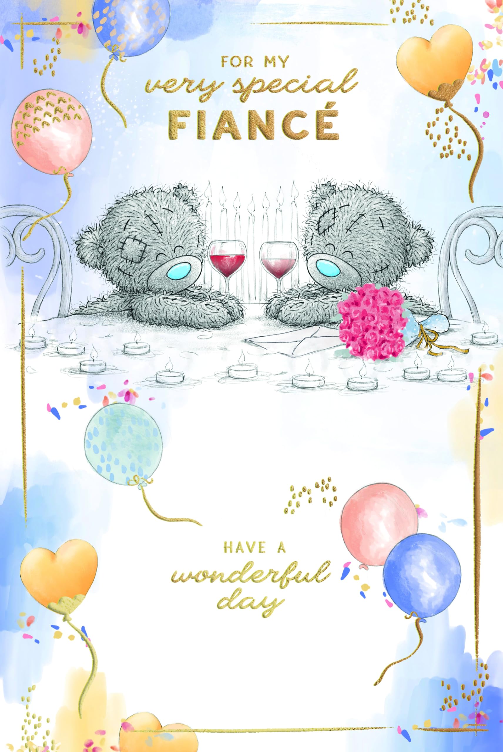 Me To You Tatty Teddy Very Special Fiance Adorable Luxury Gold Foil Birthday Card, 6 X 9 Inches - Official Collection