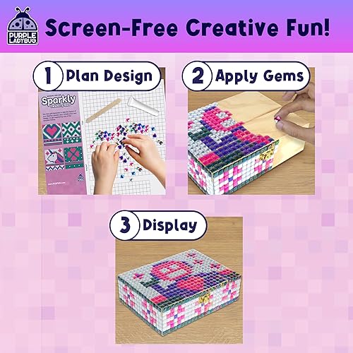 Miniatura 4 de PURPLE LADYBUG Joyero artesanal para niñas de 8-12, 6-8 años, regalos del día de San Valentín para niños y regalo de cumpleaños para niñas de 7, 8,