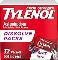 Tylenol Extra Strength Dissolve Packs Berry, 500mg Acetaminophen Pain Reliever/Fever Reducer, No Water Needed, On-the-Go 32 Ct