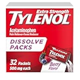 Tylenol Extra Strength Dissolve Powder Packs, 500 mg Acetaminophen Pain Reliever & Fever Reducer Medicine, Fast Relief for Minor Aches & Pains, Ibuprofen- & Aspirin-Free, On-the-Go Berry Flavor, 32 Ct