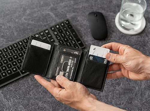 Miniatura 7 de Rico Industries NBA Los Angeles Lakers - Cartera triple marrón para hombre, 9 bolsillos con logotipo del equipo grabado con láser en piel vegana,