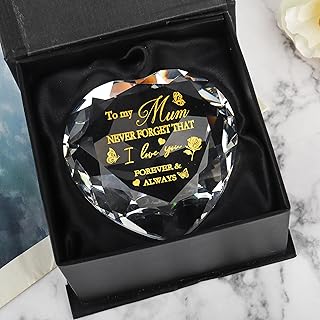 Shoppawhile Mum Heart Crystal Keepsake Gifts for Mum at Christmas Mum gifts from Daughter Son Mum Birthday Gifts Ideas Presents for Best Mummy Mothers Day