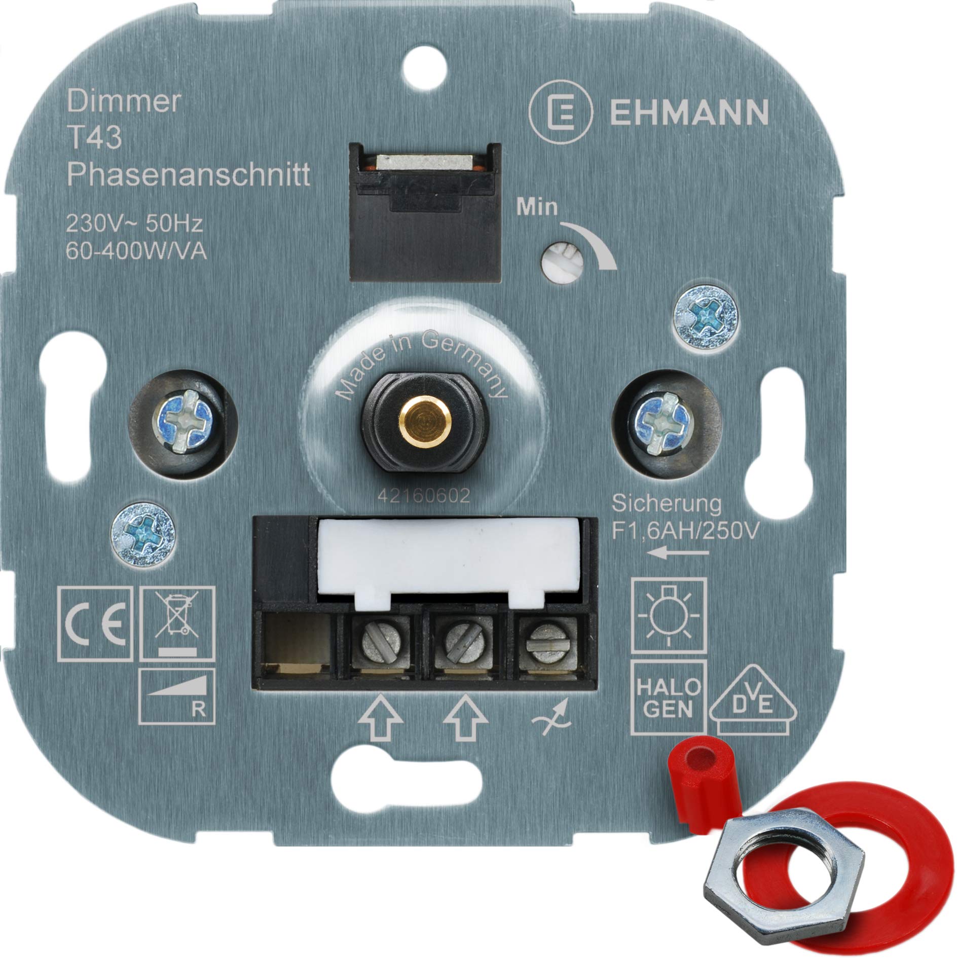 EHMANN 4300 x 0000 T43.00 Variateur encastré à découpage de Phase 230 V 50 Hz Puissance : 60-400 W/VA Adaptateur de Programme d'interrupteurs Inclus