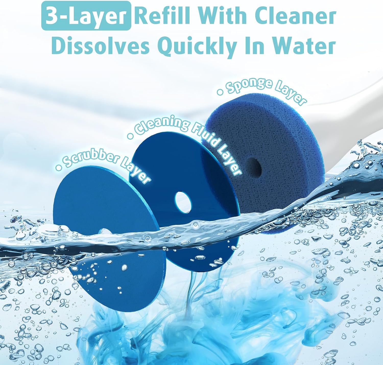 AIR U+ Electric Toilet Brush and Holder Set with 25 Disposable Refill Heads, Rechargeable & Wall-Mounted No Drilling Powerful Disposable Toilet Bowl Cleaner Wand