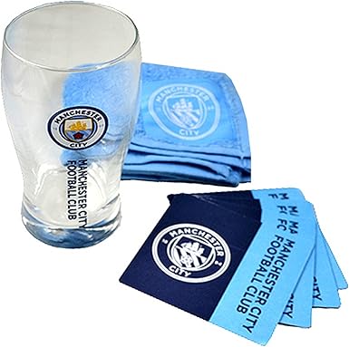 Amazon Com Manchester City Fc Juego De Barra De Futbol Oficial De Wordmark Cristal Toalla Y Juego Talla Unica Azul Marino Azul Deportes Y Actividades Al Aire Libre