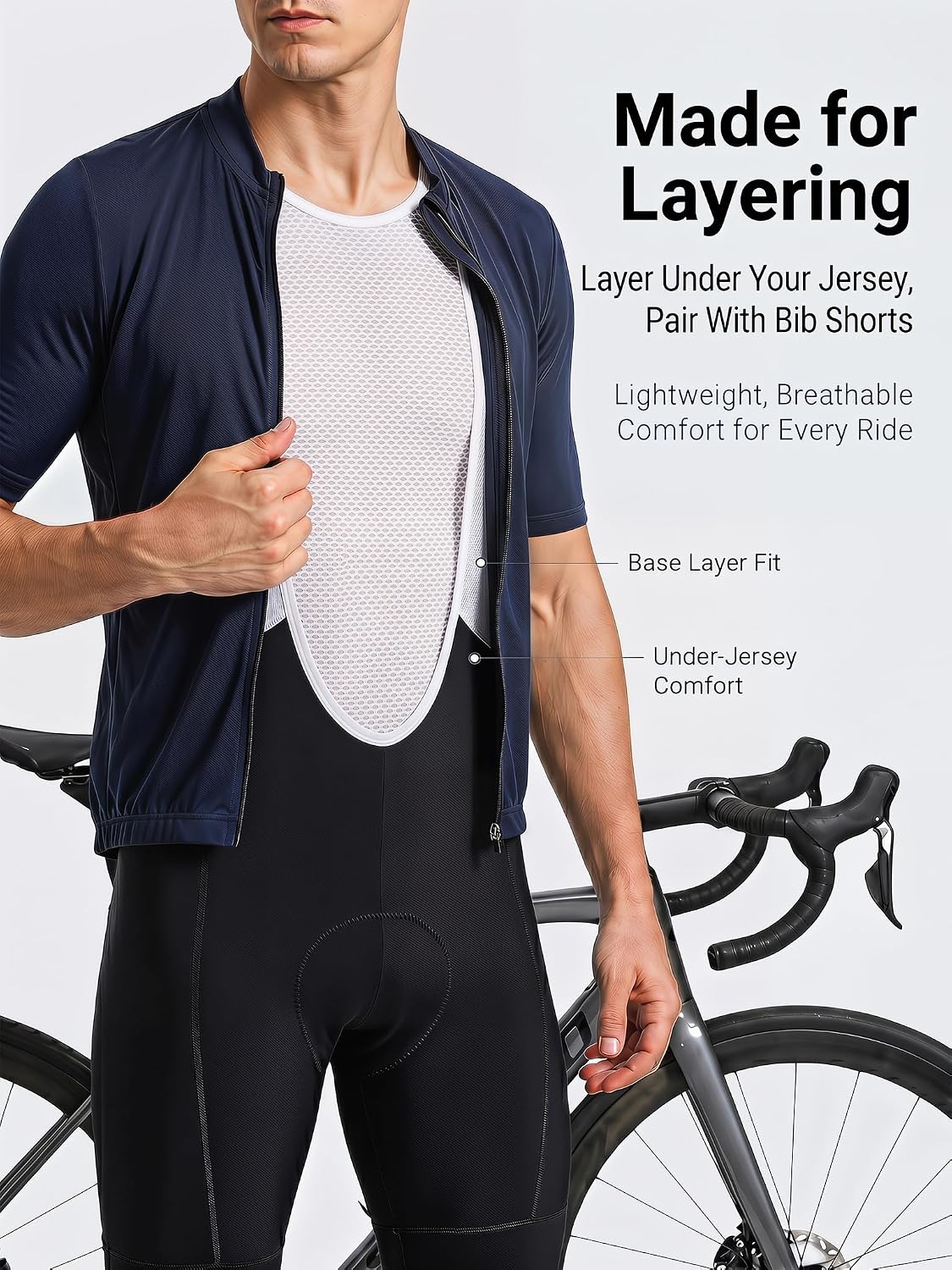 qualidyne Men's Cycling Base Layer Sleeveless Bike Undershirt, Quick Dry Breathable Mesh Cycling Vest for Road Biking White