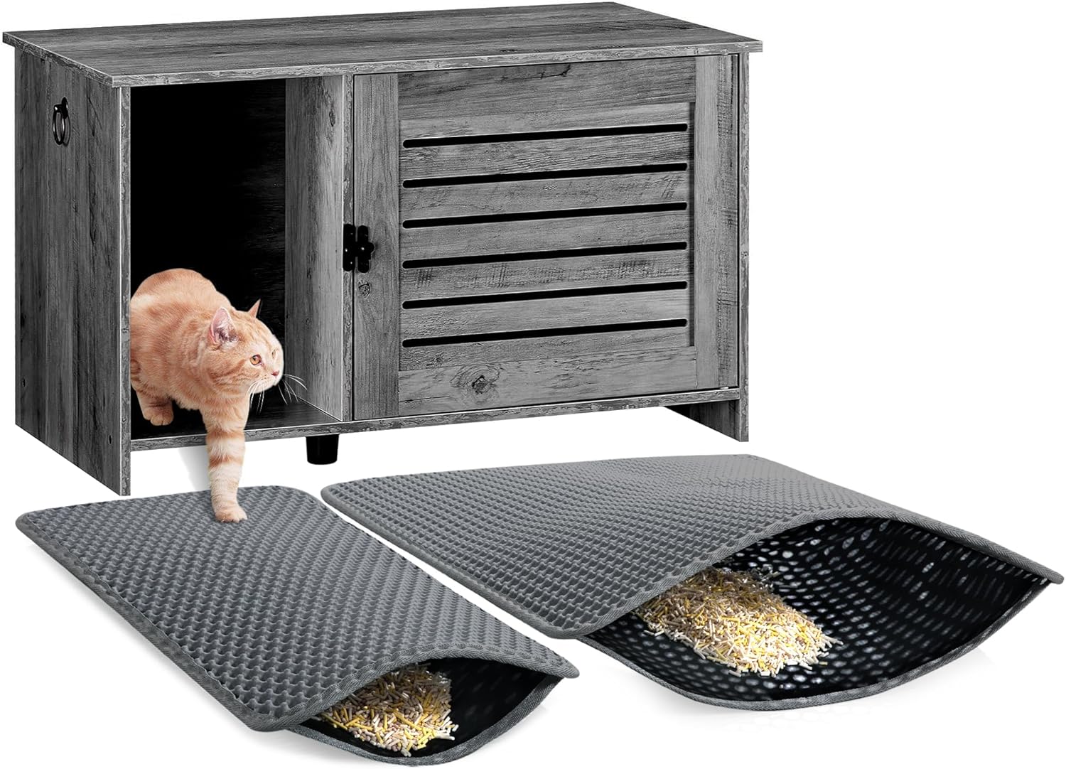 HOMBYS 2 Pack Set Cat Litter Trapping Mat For Cat Washroom