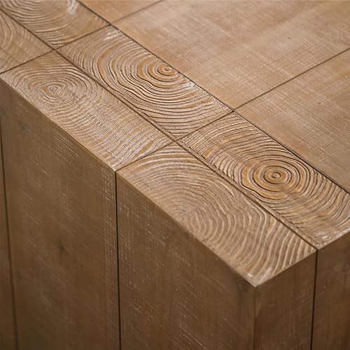Miniatura 103 de SSLine Mesa de centro rectangular de madera antigua de 45.2 pulgadas para sala de estar, mesas auxiliares de almacenamiento de 2 niveles con patas