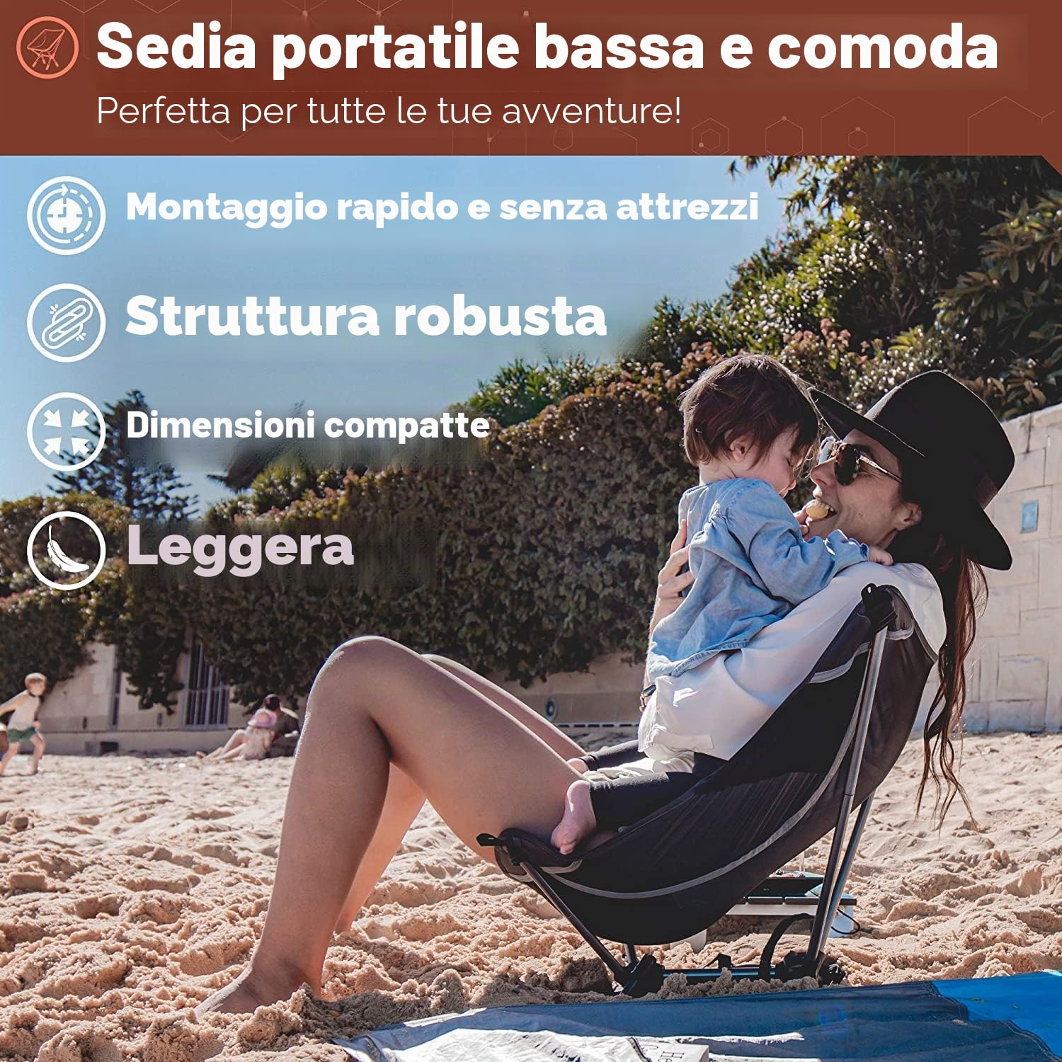 TREKOLOGY Sedia da spiaggia ultraleggera, sedia da campeggio leggera per zaino in spalla, escursionismo e viaggi - YIZI LITE