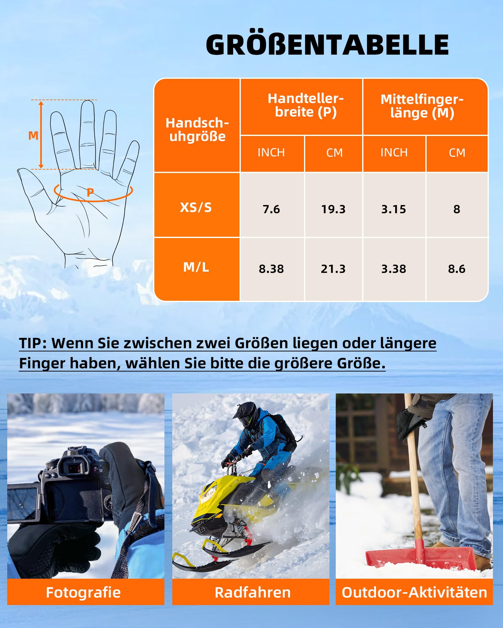 EBOSSOM Beheizbare Handschuhfutter, Winterhandschuhe Herren Damen, Wiederaufladbare Batterie Warme Touchscreen Handschuhe, fürs Skifahren Wandern Radfahren Motorradfahren