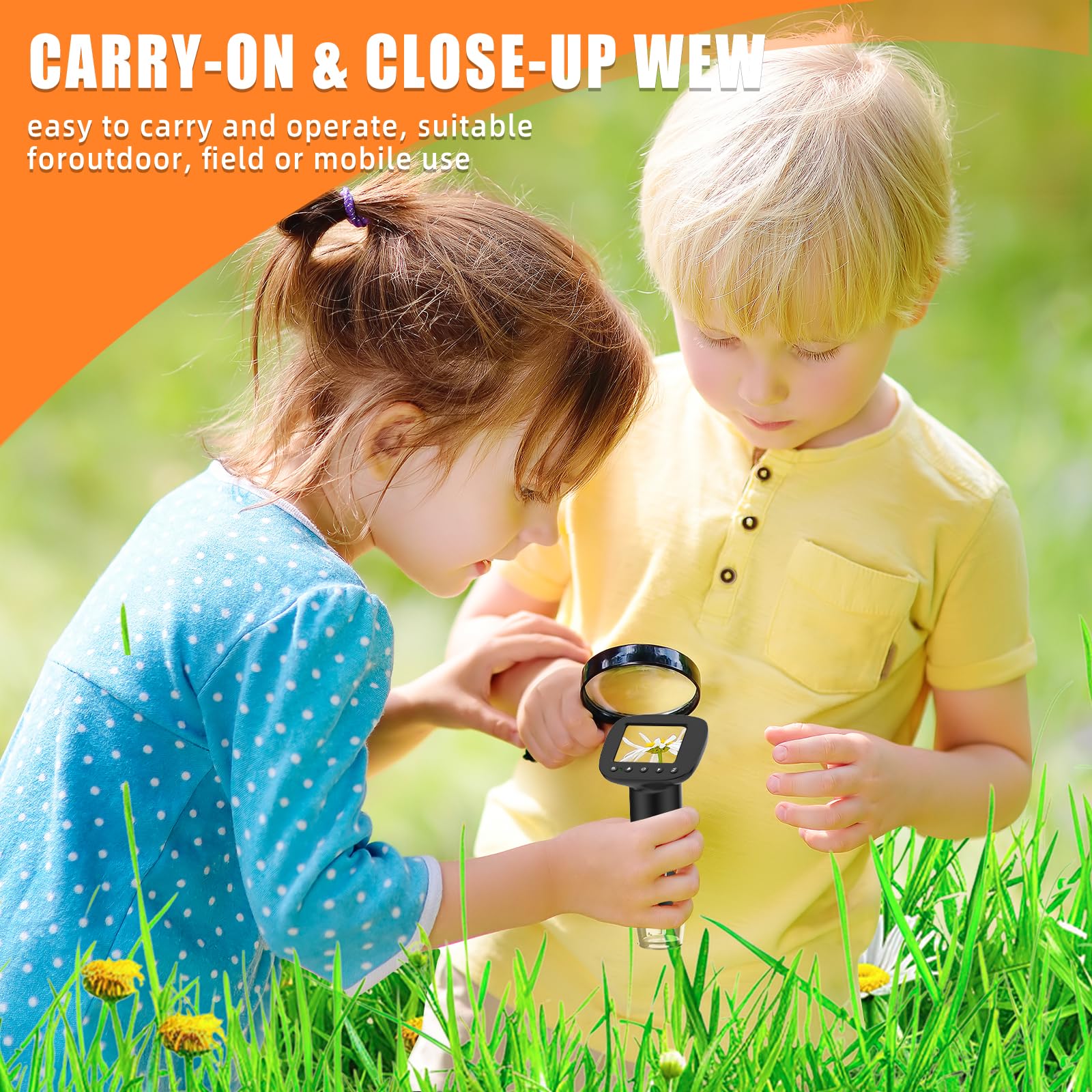 Microscope numérique pour enfants avec écran IPS de 2", HD 1080p, kit scientifique de poche pour enfants, livré avec carte SD de 32 Go