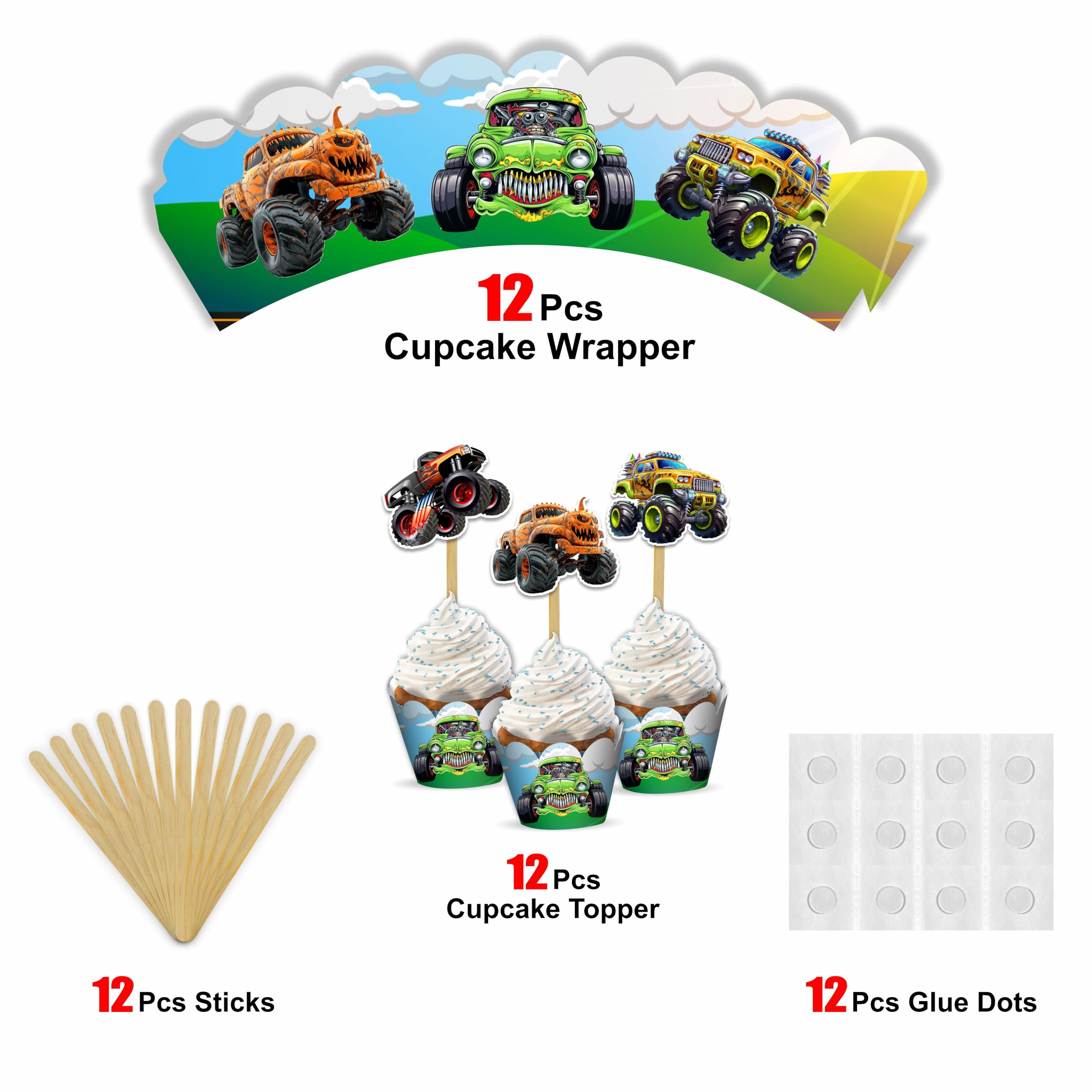 Seyal® Monster Truk Cupcake wrapper, Seyal Monster Truk Cupcake Wrapper, Small - Image 4