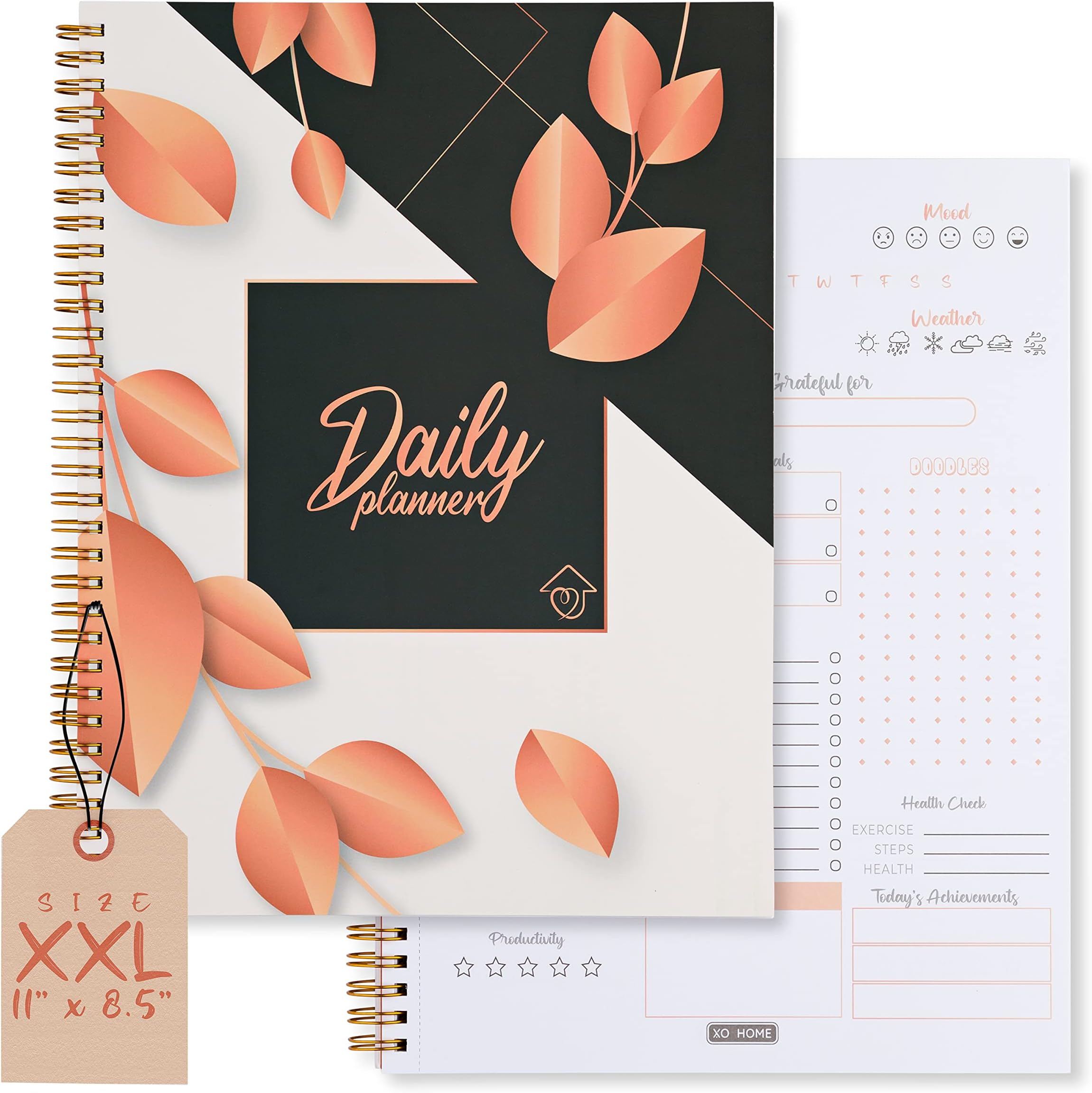 XO Home XXL 11x8.5 Undated To Do List Planner. Academic planner, To Do List Notebook, Gift for women, Productivity Organizer, checklist, daily planner