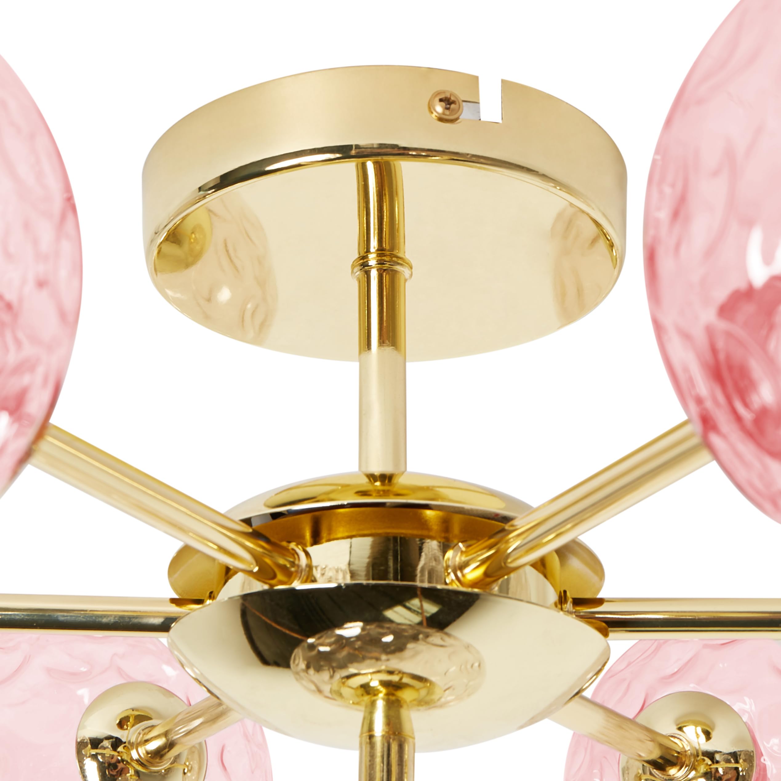 Deckenleuchte mit Kugel Glasschirmen rosa / gold glamourös 7-flammig Anadyr