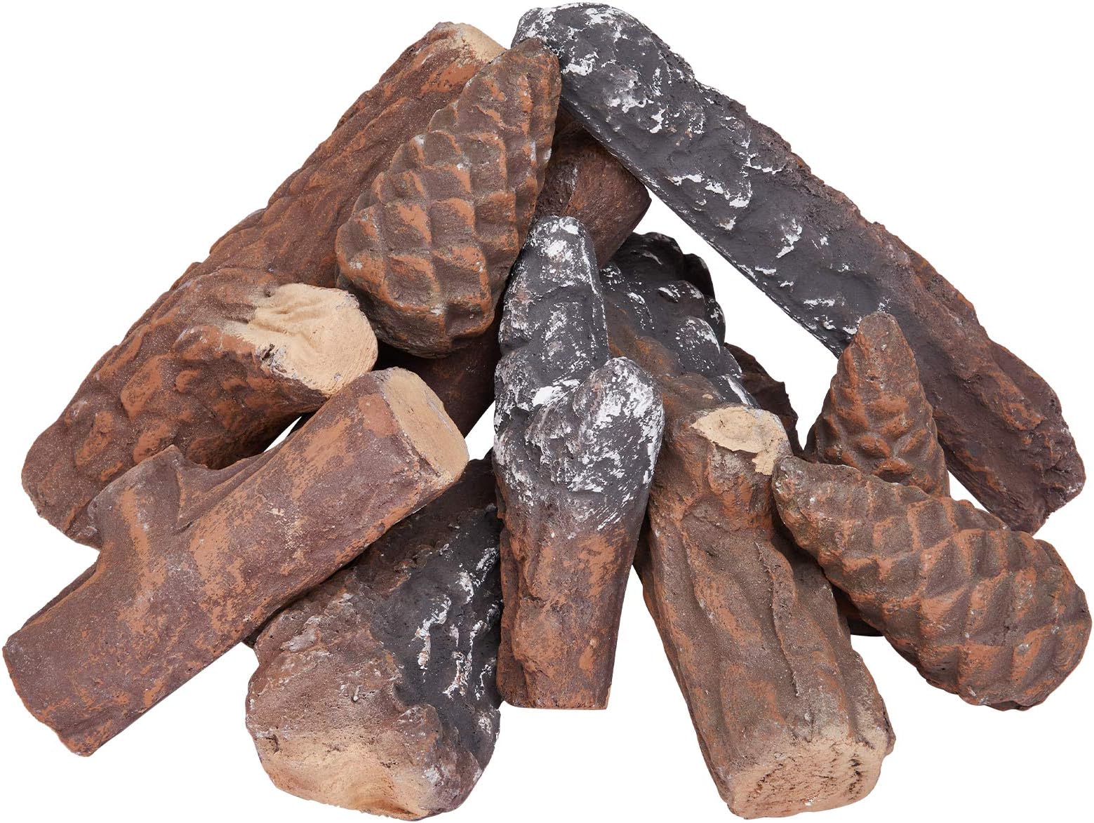 Gas Logs 4pcs Gas Fireplace Logs Set of Ceramic Wood Logs