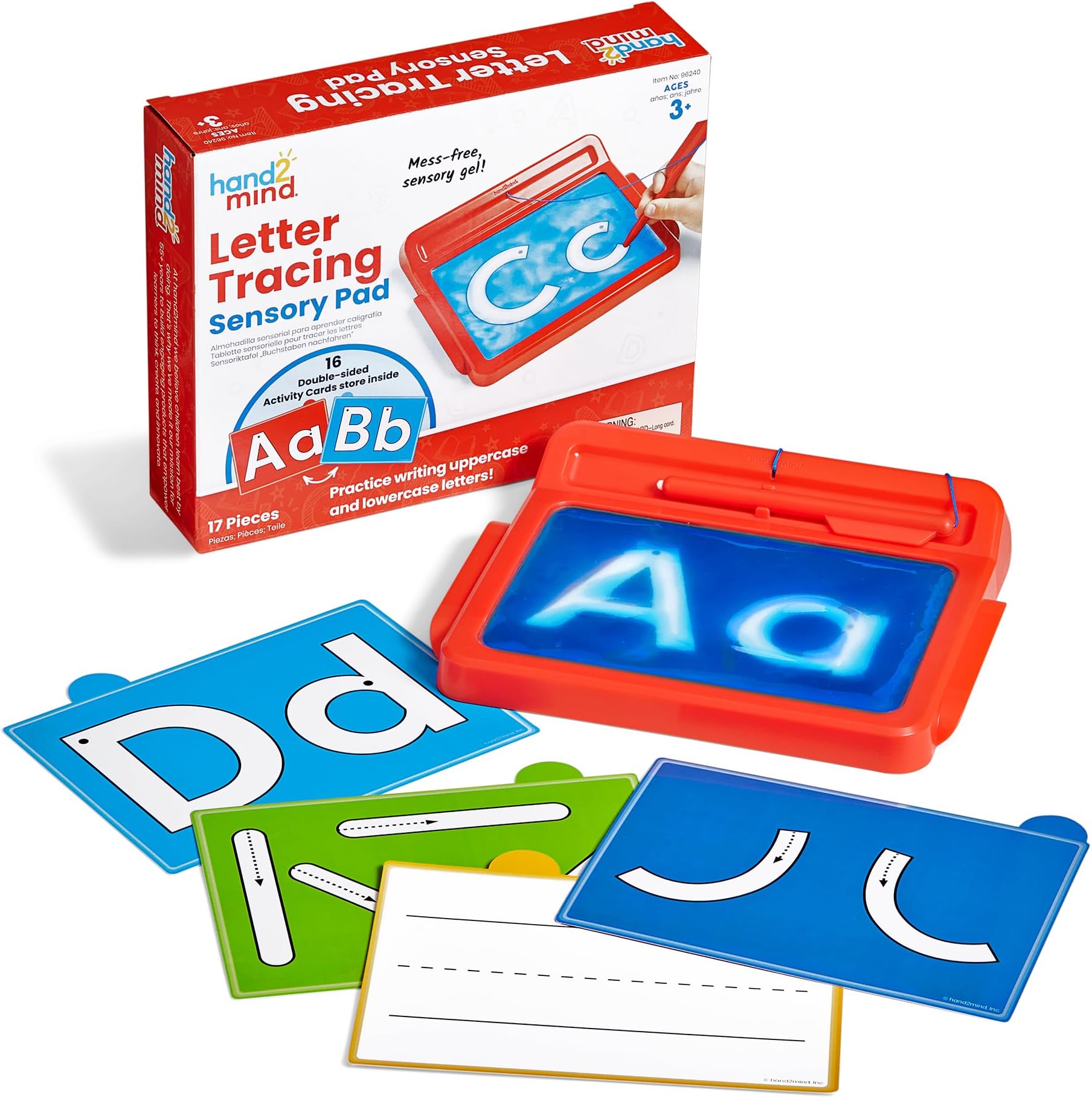 hand2mind Learning Resources Sensory Tablet for Tracing, Letter Forming, Handwriting Activity Set with Stylus, 3-5 Years, 96240, Multi