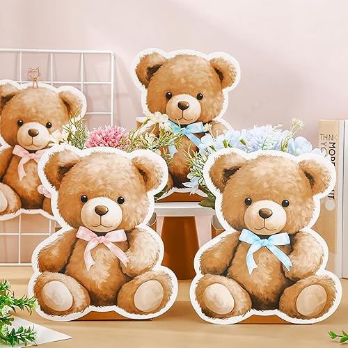 Miniatura 4 de JarThenaAMCS 12 cajas de flores 3D para baby shower, arco rosa, azul, oso, decoración para cumpleaños, revelación de género, fiesta, centros de mesa