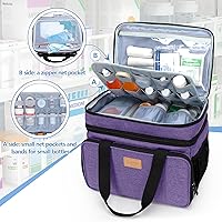 Vista 2 de LUXJA 2 Layers Medicine Bag with Detachable Divider, Pill Bottle Organizer Suitable for Home or Travel Use, Purple Púrpura