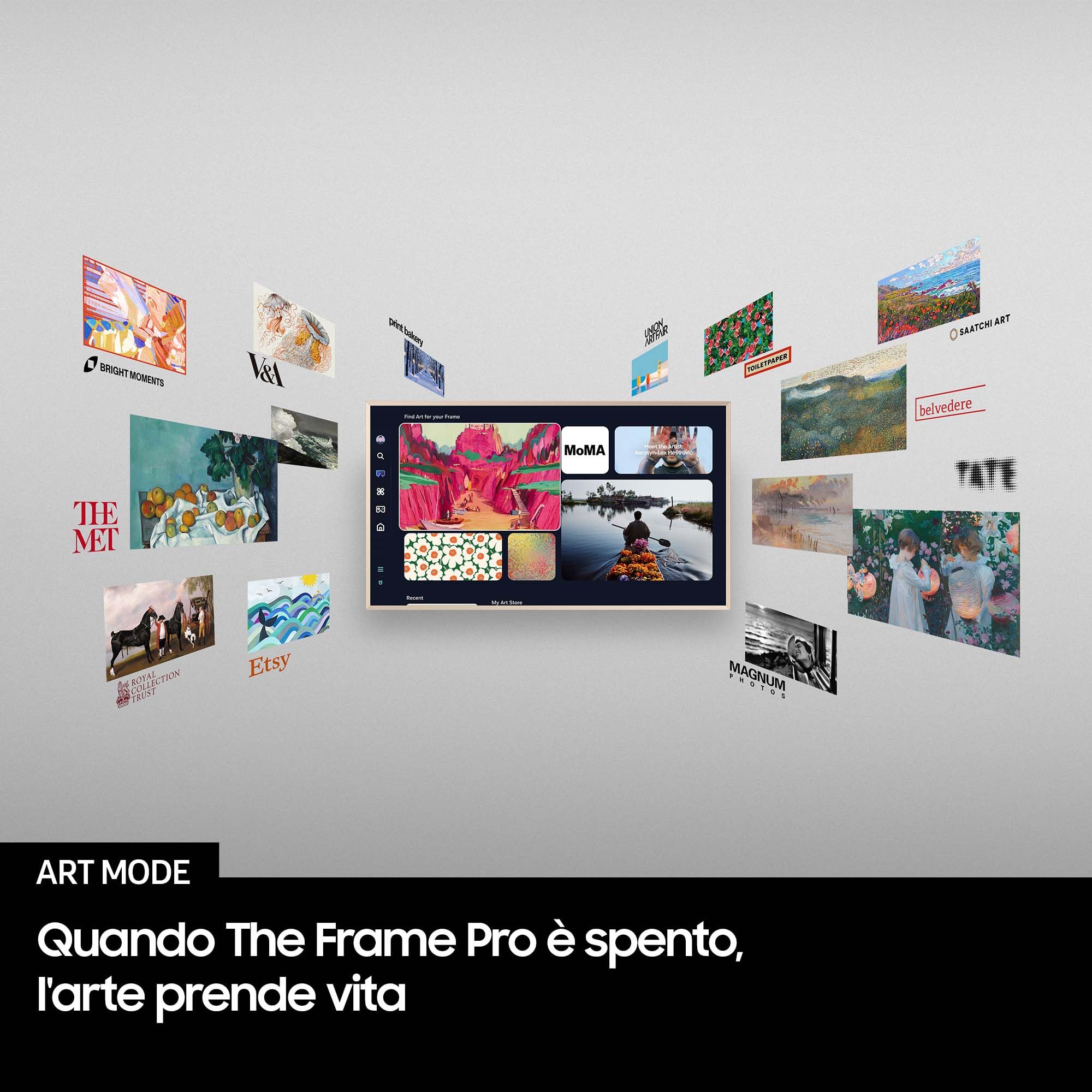 Samsung The Frame 4K Vision AI Smart TV 43'' QE43LS03FAUXZT QLED 4K, NQ4 AI Gen2 Processor, AI Upscaling, Matte Display, Dolby Atmos & OTS Lite, Modern Frame Design, PACCHETTO INTRATTENIMENTO, 2025