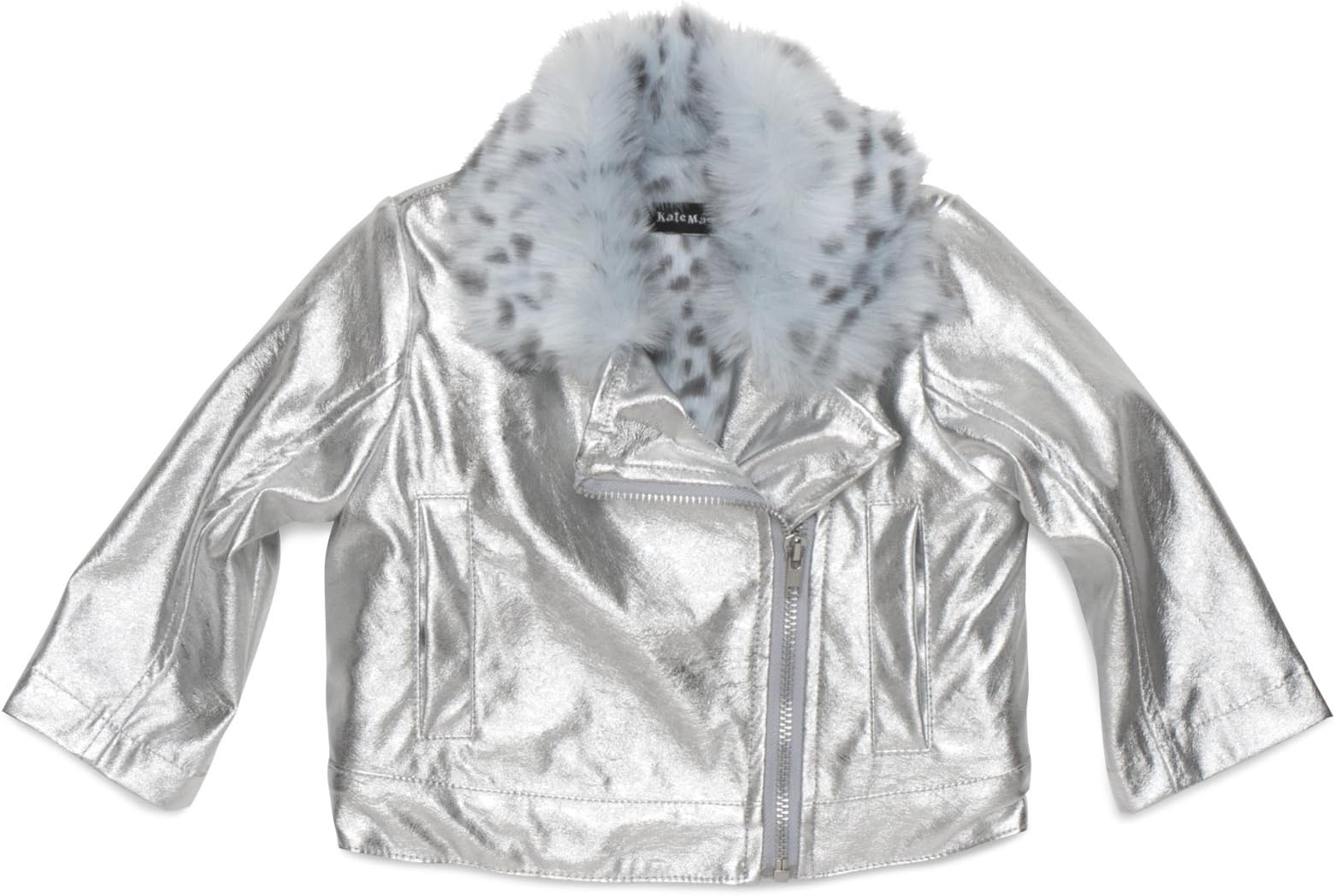 Kate Mack Girl's 7-16 Born To Be Wild Pleather Jacket in Silver