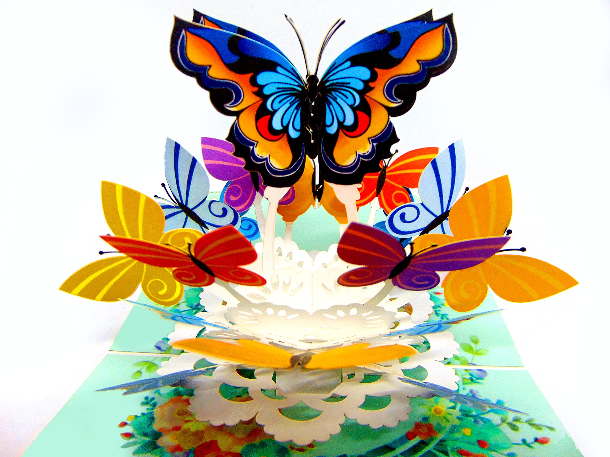 Colorful Butterflies, Pop Up Card, 3D Popup Greeting Cards, for Birthday, Valentine's Day, Mothers Day, Spring, Fathers Day, Graduation, Wedding,