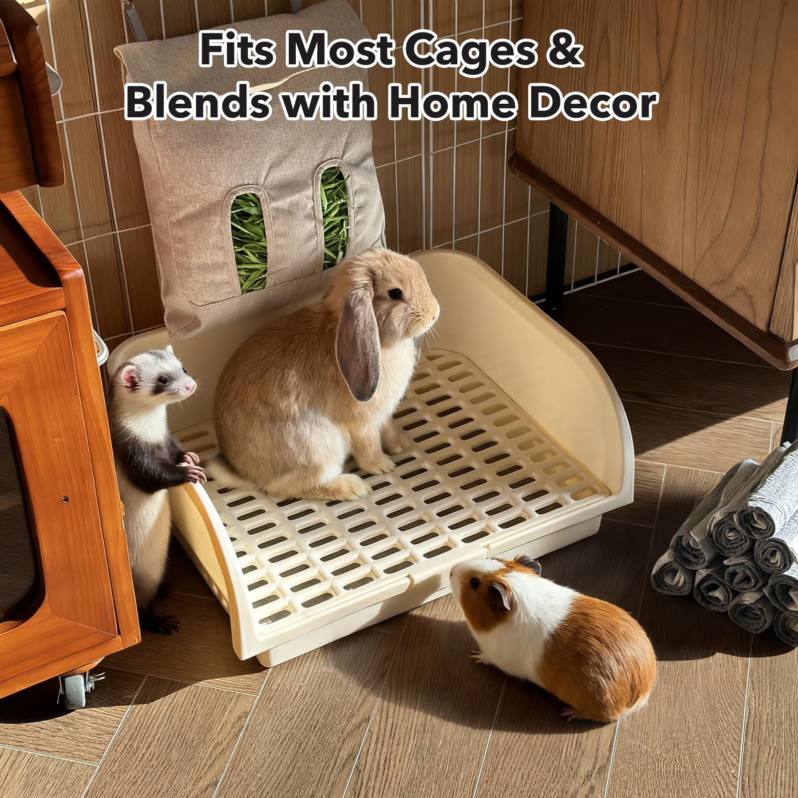 Rabbit Litter Box - Extra Large Bunny Litter Box, Easy to Clean and Disassemble, Prevents Odors and Stains. Pet Training Toilet Pan for Guinea Pig, Ferret, Hamster, Chinchilla - image 3