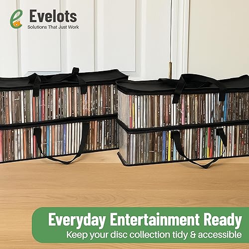 Miniatura 7 de Evelots Bolsas de almacenamiento para CD (paquete de 2) Funda de transporte de plástico PVC transparente con cremallera, capacidad para 100 CD en