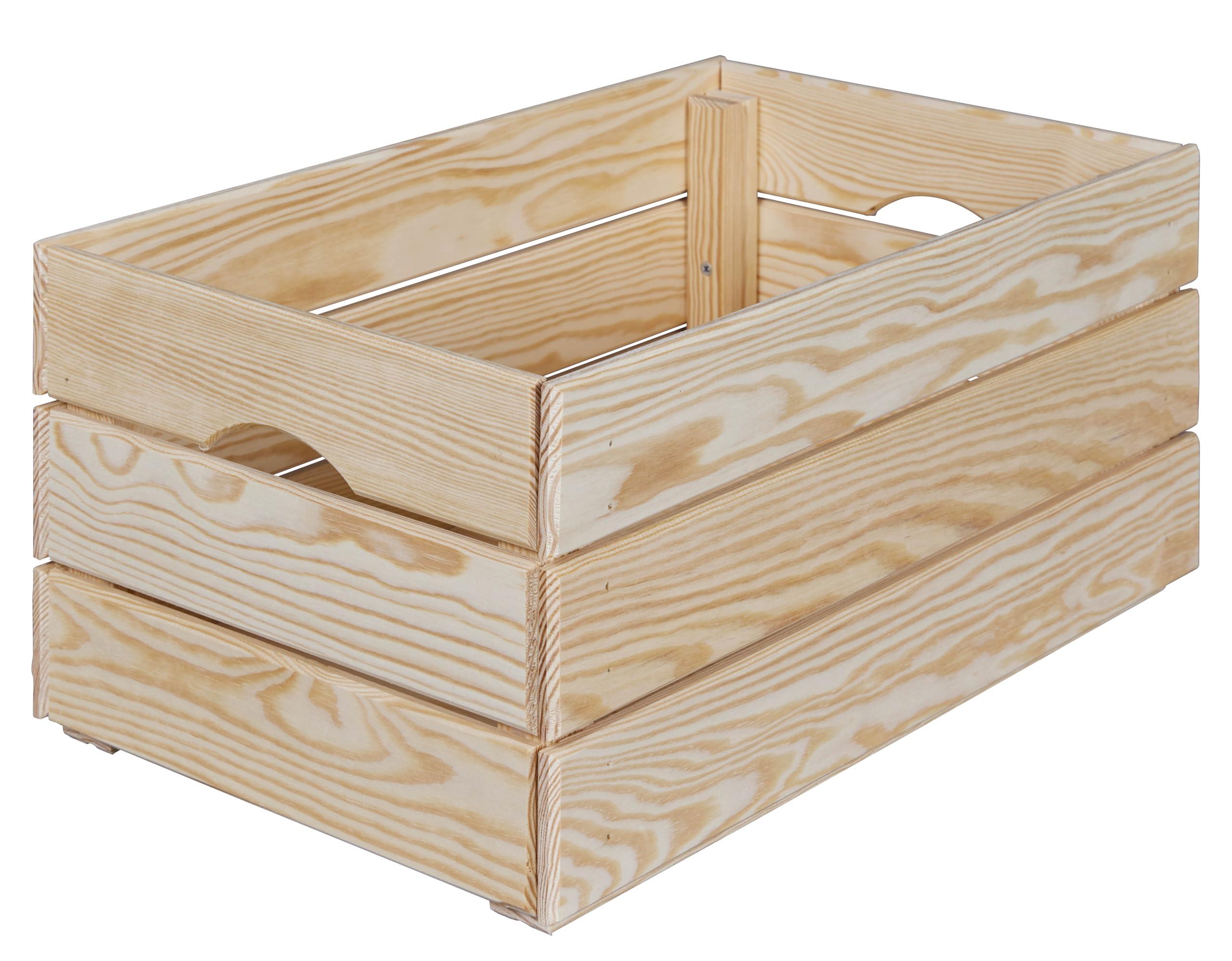Inter Link, Caisse en bois, Caisse empilable en bois massif, Caisse de rangement, Pour fruits, légumes, vin, jardin, salle de bain, salle de jeux, Economie d'espace, pratique, 65 x 31