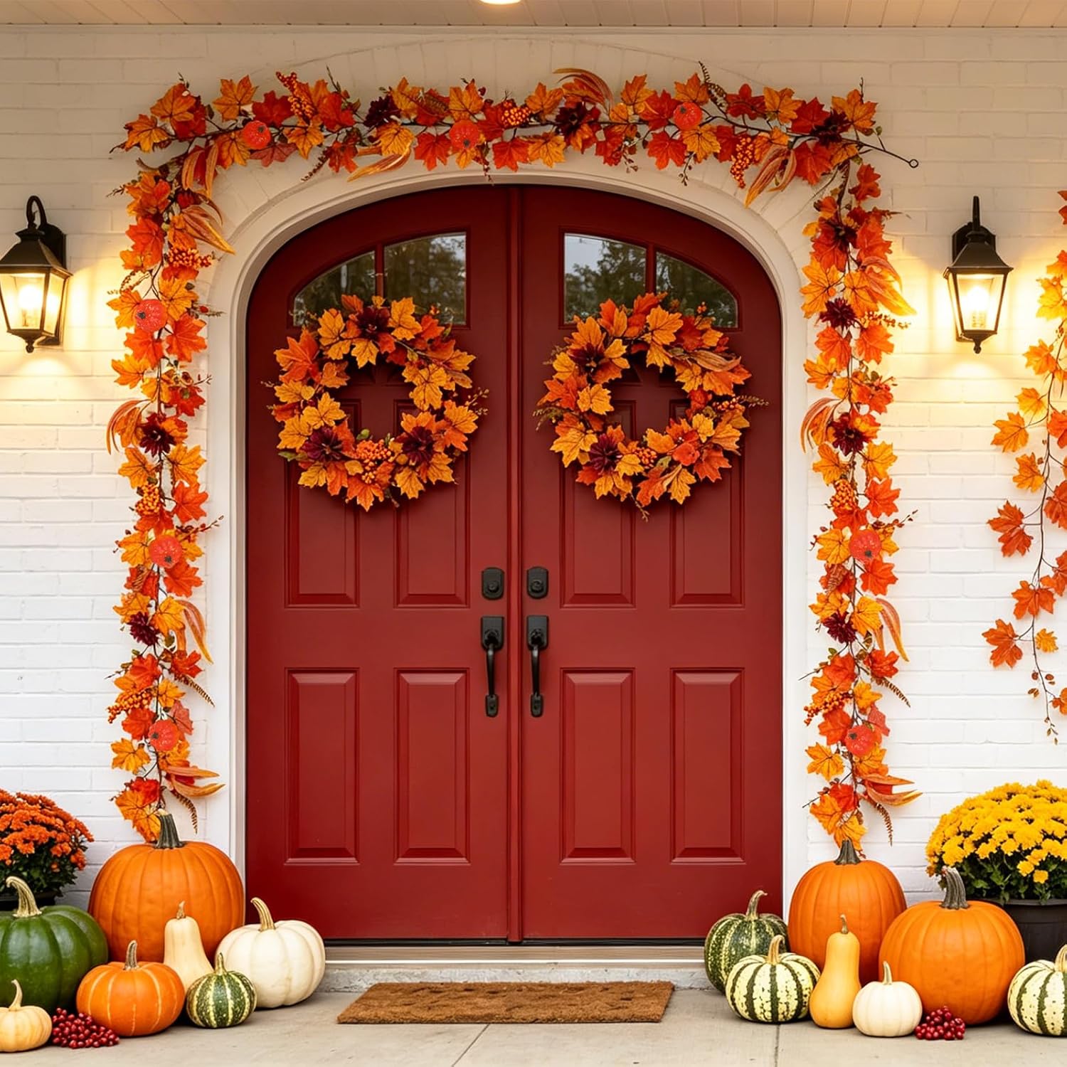 2PCS Fall Garland for Autume Thanksgiving Home Indoor Outdoor Decor