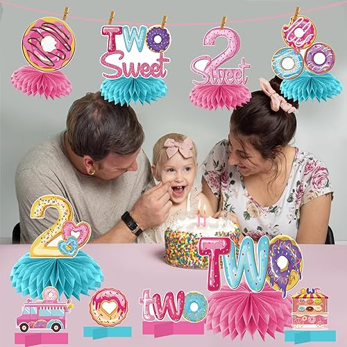Miniatura 3 de Aodocuto 10 piezas de decoración de fiesta de segundo cumpleaños con dos donas para bebés niños y niñas, dona dos dulces suministros de fiesta,