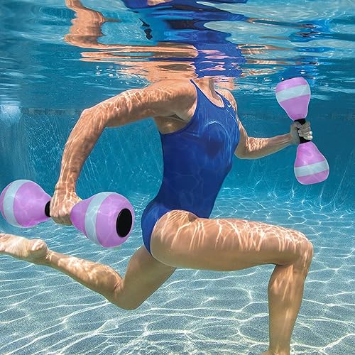 Miniatura 5 de VIDELLY 2 mancuernas de agua para ejercicio acuático, para piscina, fitness, ejercicio aeróbico acuático, mancuernas de espuma, resistencia para