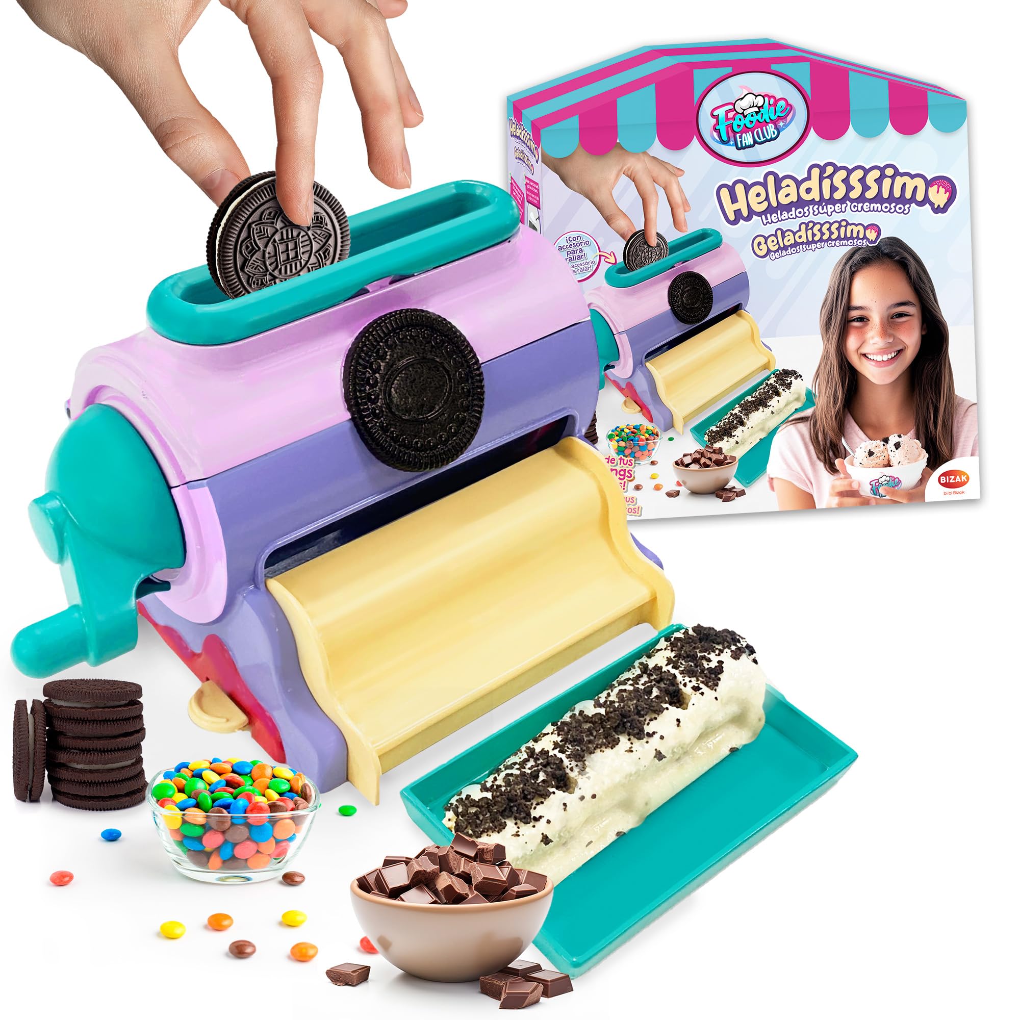 Bizak Heladisssimo Ice Cream Maker with Grater Attachment for Toppings, Creamy Ice Cream, No Food Included, (35005071)