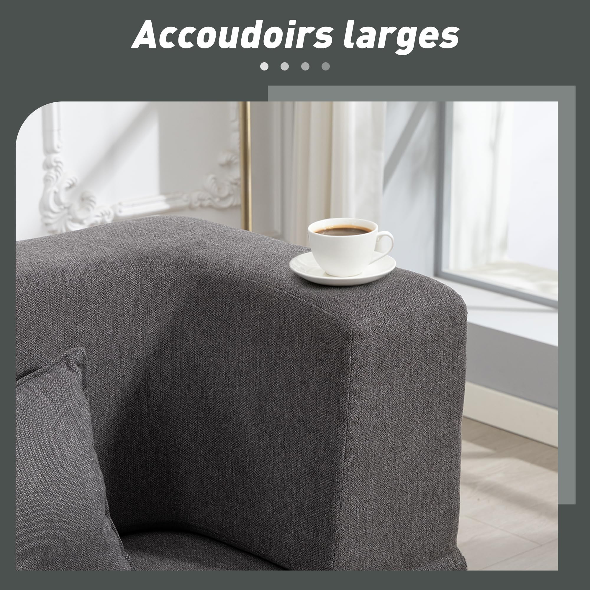 HOMCOM Canapé Convertible 2 Places Canapé-Lit Chenille 203 cm 360kg Gris | Assise et Accoudoirs Larges, 2 Coussins, Entièrement Compressé, pour Salon, Petit Espace, Aucun Assemblage Requis