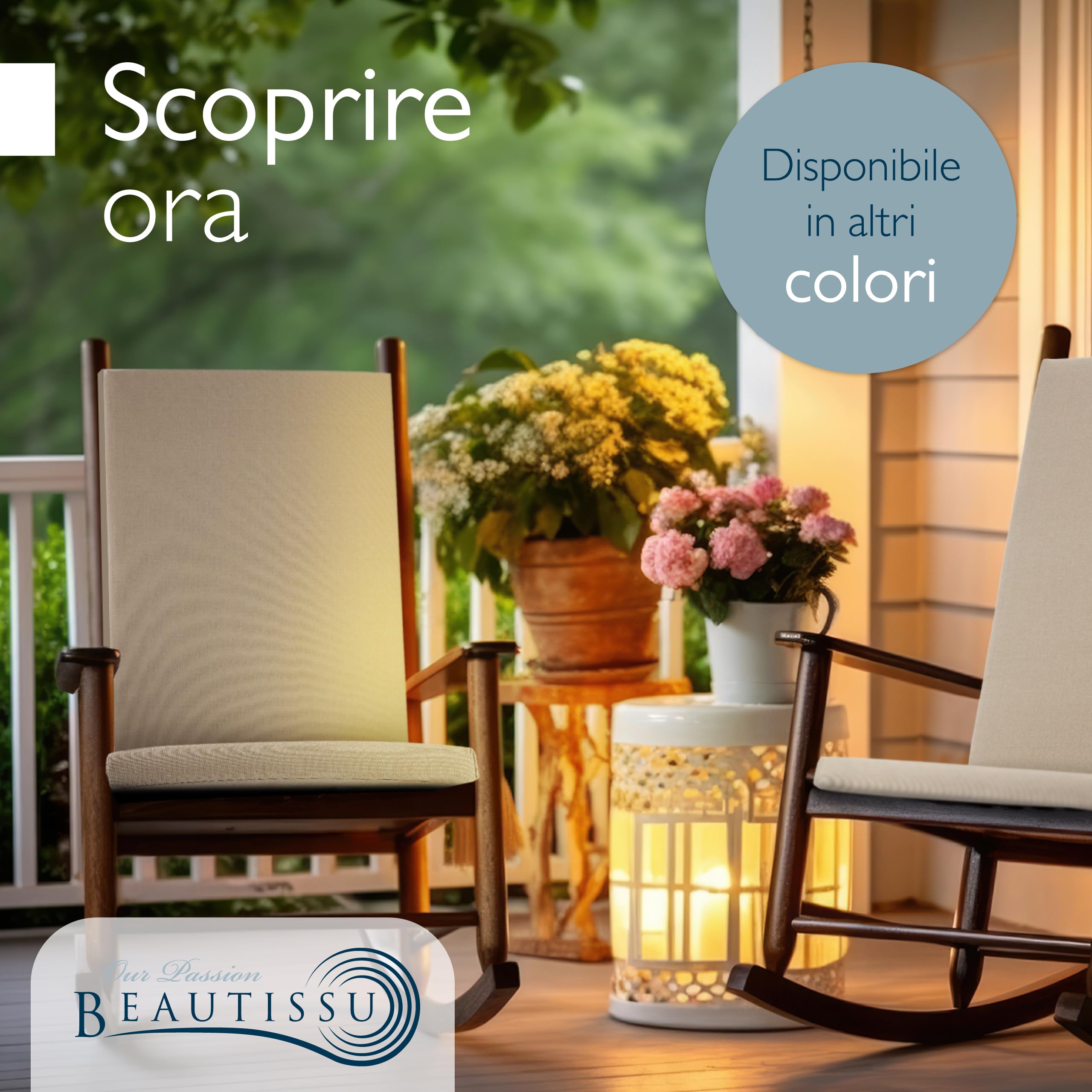 Beautissu Premium Set di 4 Cuscino Sedia Giardino Schienale Alto resistenti | 120x50cm beige 100% impermeabili UV comodi facili pulire asciugatura rapida Cuscini Sedie Mobili lavabile esterno Quick Dry