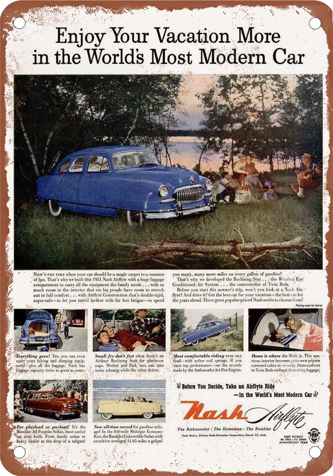 Miaomansenstore Metal Sign - 1951 Nash Vintage Ad 04 - Old Retro Rusty Look Home Decor
