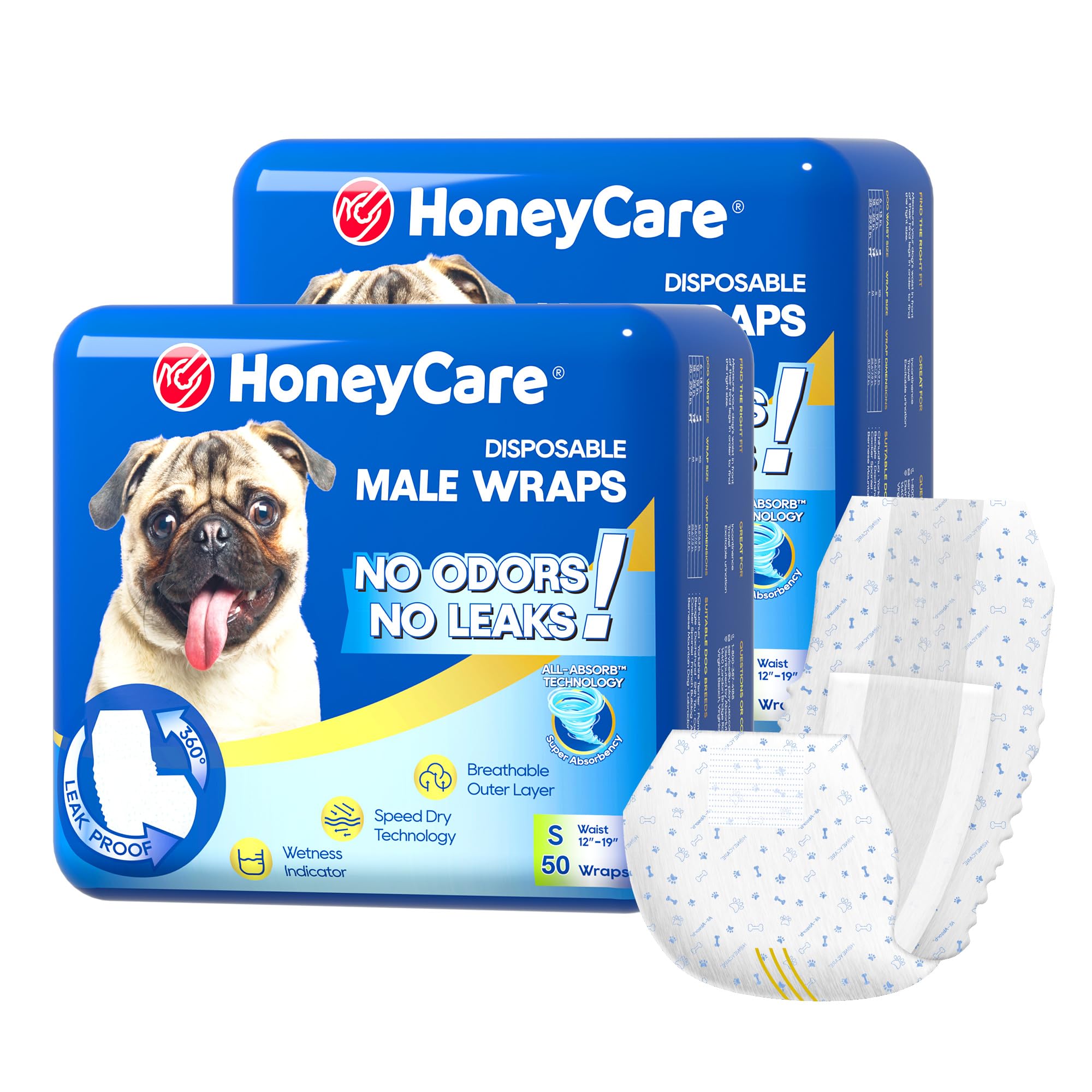 HoneyCare ハニーケア 犬 おむつ 男の子用マナーおむつ おしっこ用 ペット用 高吸収性 柄付き (4, S)