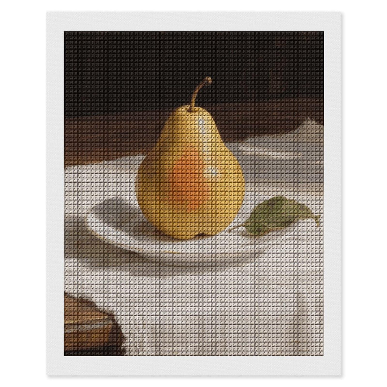 FodPand Pear 5D Diamond Painting Kits for Adults Beginners Full Drill Square Diamond Dots Pictures Gem Art Supplies for Home Wall Room Decoration DIY Craft Set Gift 16x20