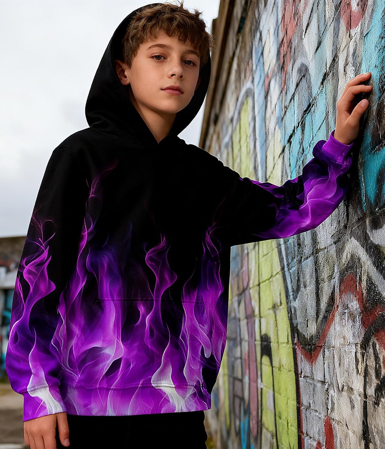 RAISEVERN Kids Hooded Sweatshirt 3D Pullover Hoodie for Girls Boys with Pocket for 6-16 Years - Image 3