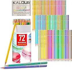 KALOUR Lápis de cor pastel Macaron, conjunto de 72 cores, núcleo macio, ideal para desenhar, esboçar, sombrear, lápis de cor para adultos e crianças iniciantes