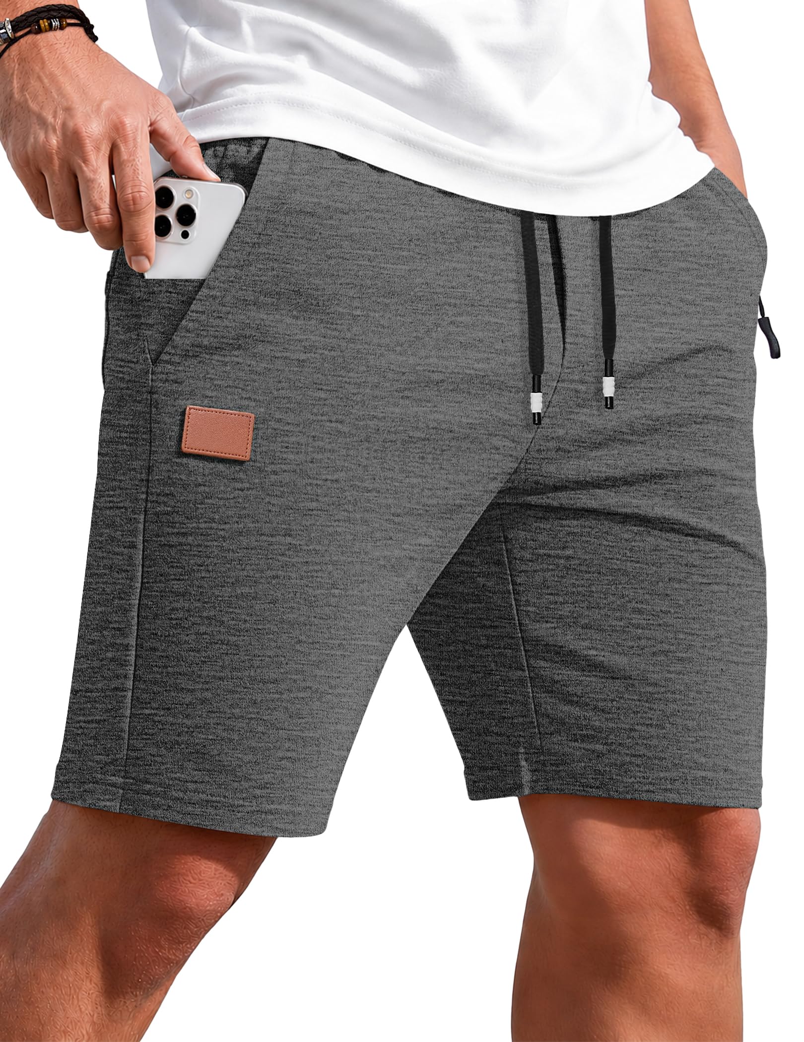 TARAINYA Cotone Pantaloncini Uomo Sportivi Zip Coulisse Pantaloncini Running Palestra con Tasca