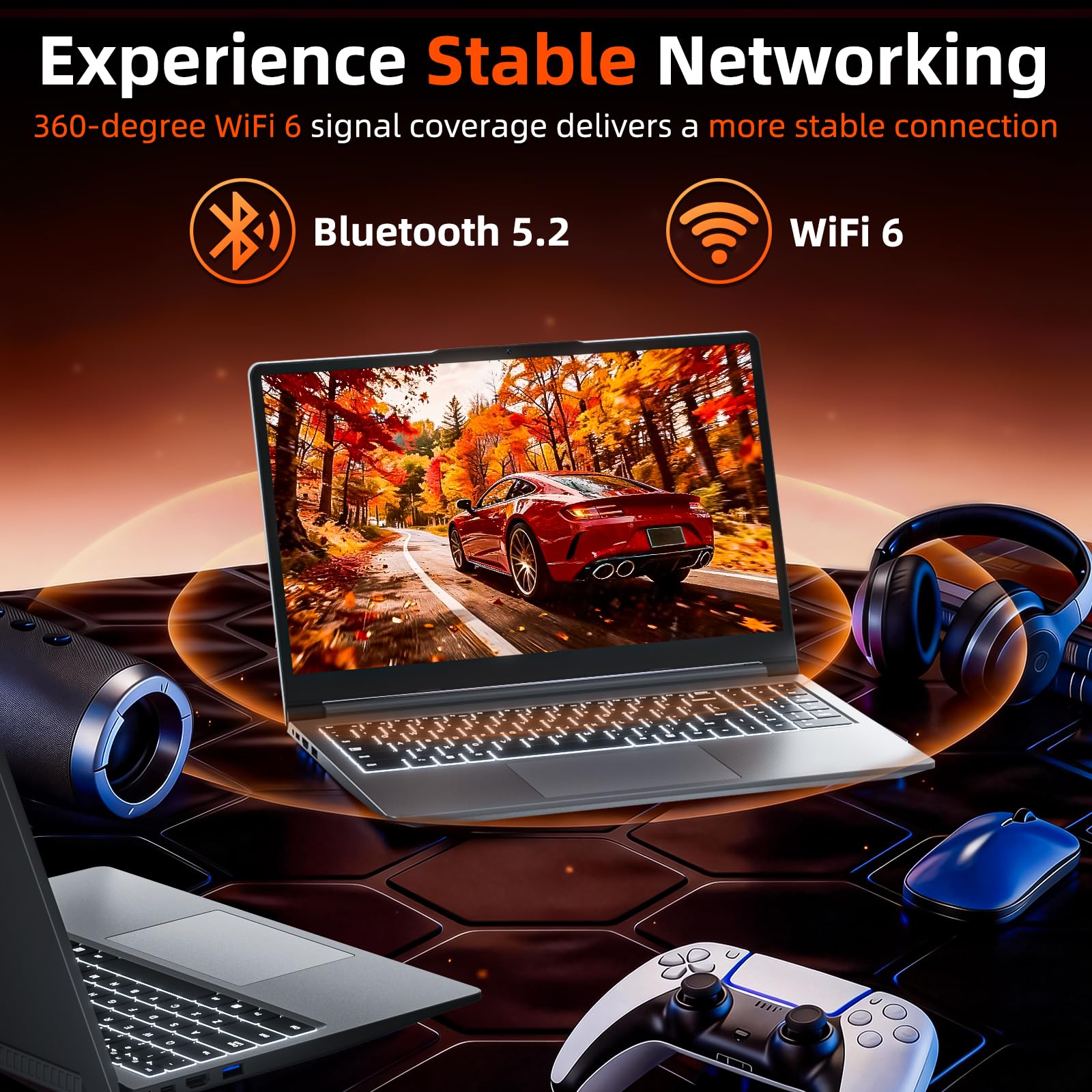 15.6 Zoll Laptop 16GB RAM 512GB ROM, Enthaltene AI Copilot, AMD R5 (übertrifft i5-13420H, bis zu 3.6GHz), FHD Display Notebook, WiFi 6 USB 3.0, Full-Function Type-C
