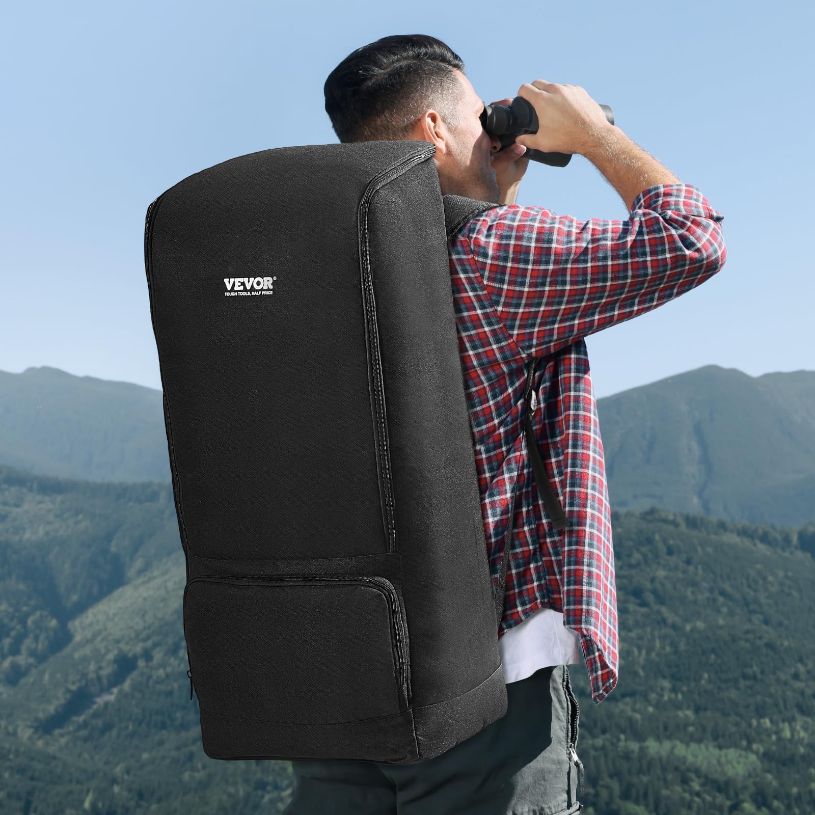 VEVOR Estuche para Telescopio de 760 x 330 x 260 mm, Bolsa para Guardar Telescopios con Correa de Seguridad, Bolsillos y Cómodas Correas Bolsillo para el Hombro para Tubo Óptico y Trípode, Negro