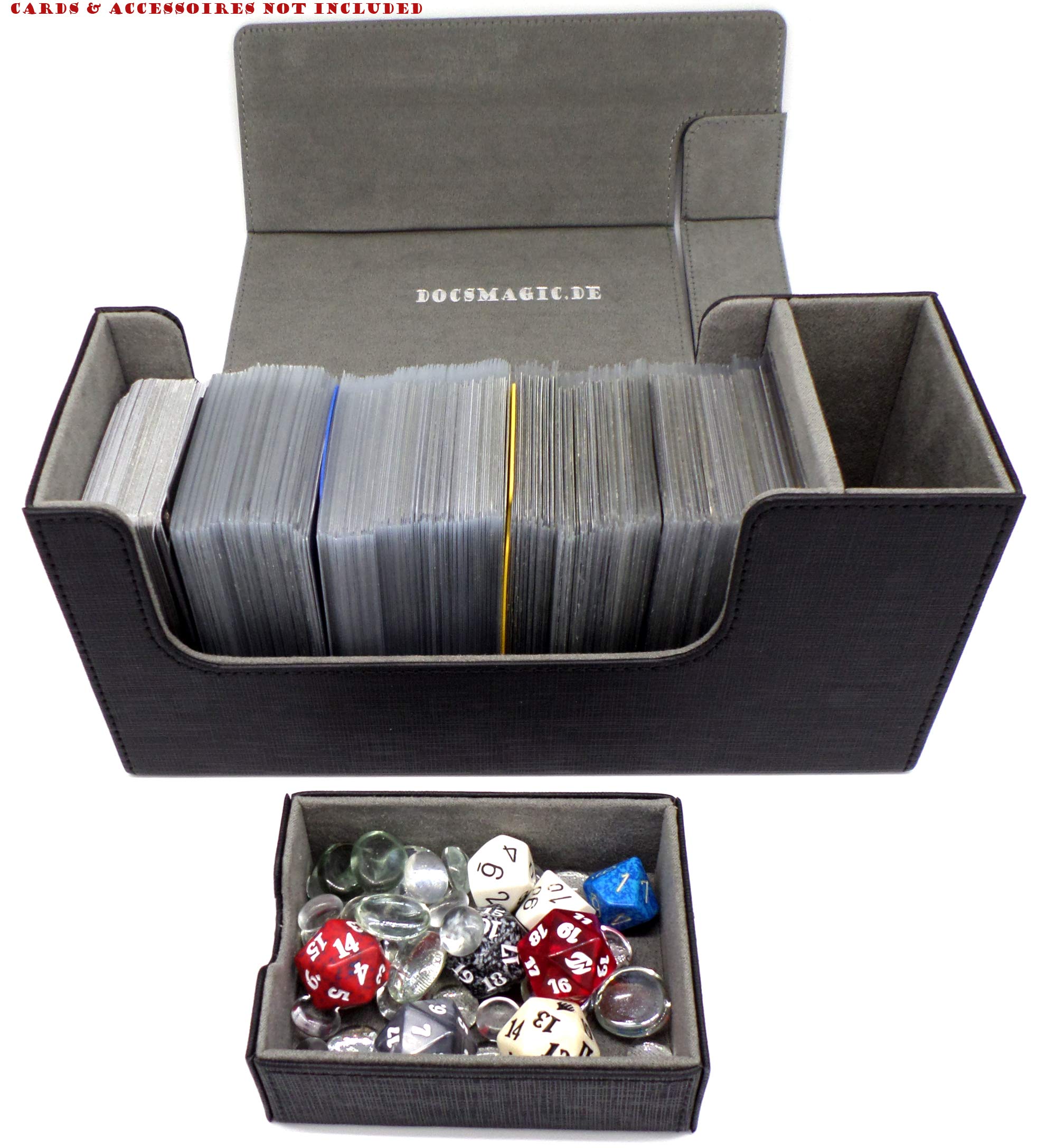 docsmagic.de Premium Magnetic Tray Long Box Black Small - Card Deck Storage - pudełko na karty do przechowywania, kolor czarny