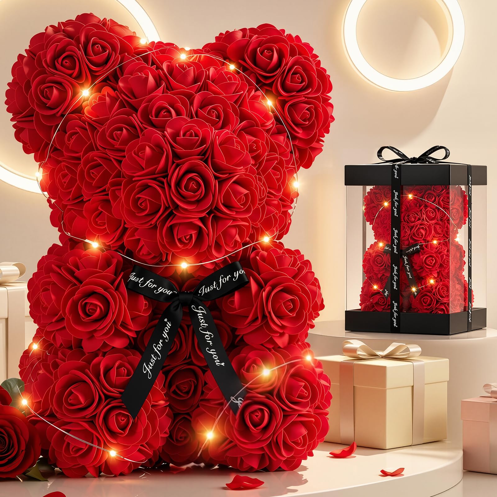 ジュヌビエーブ・レチュ　GENEVIEVE LETHU　クリスマスローズ柄 Amazon.com: Otlonpe Preserved Artificial Roses Flowers Bear