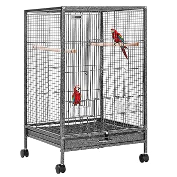 VIVOHOME 30 Inch Height Wrought Iron Bird Cage with Rolling Stand for Parrots Conure Lovebird Cockatiel