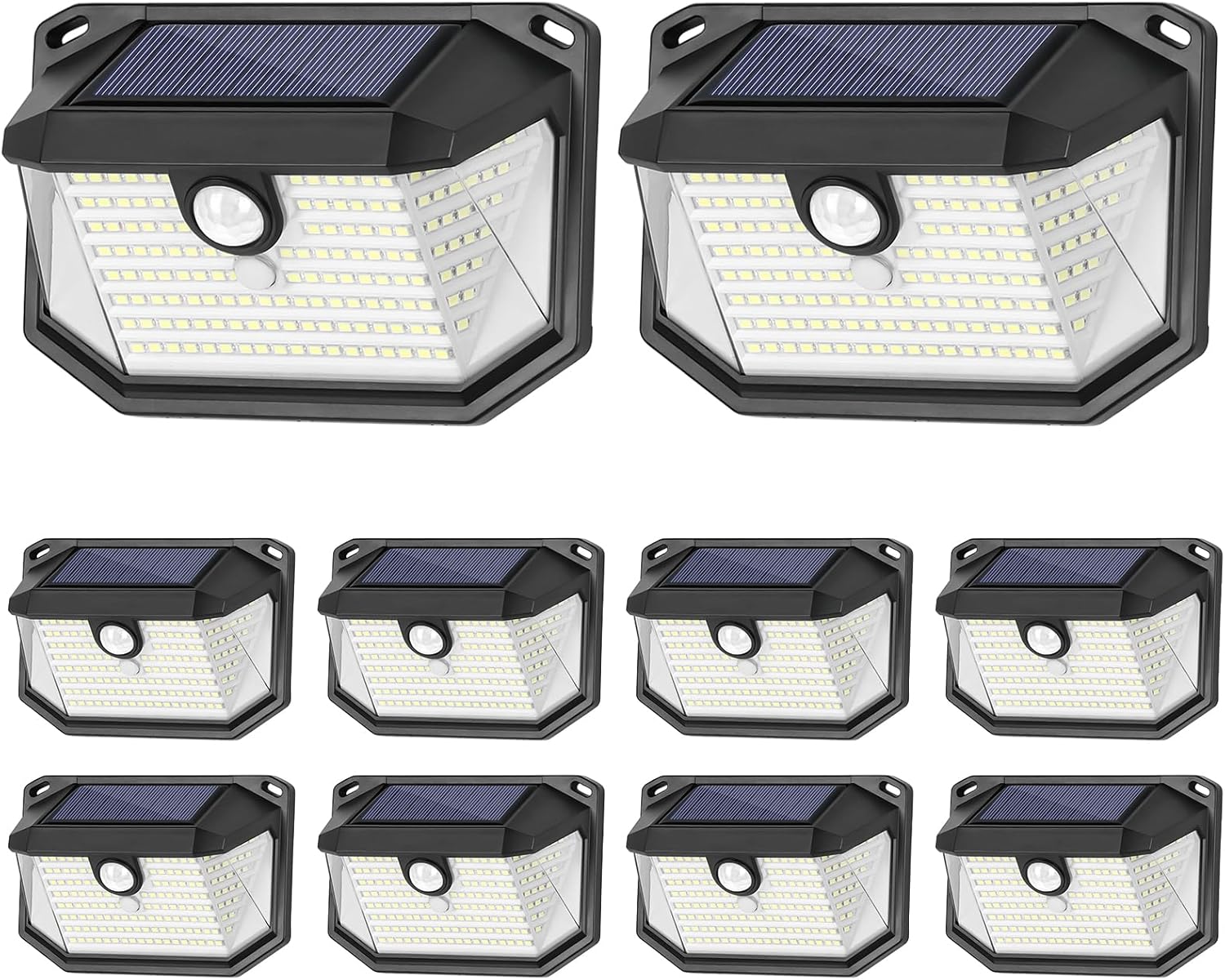 Solar Outdoor Lights, 10-Pack Super Bright 178 LEDs Motion Sensor Wall Light with 270° Wide Angle & 3 Modes, Waterproof Solar Powered Security Light for Patio Garden Garage Front Door