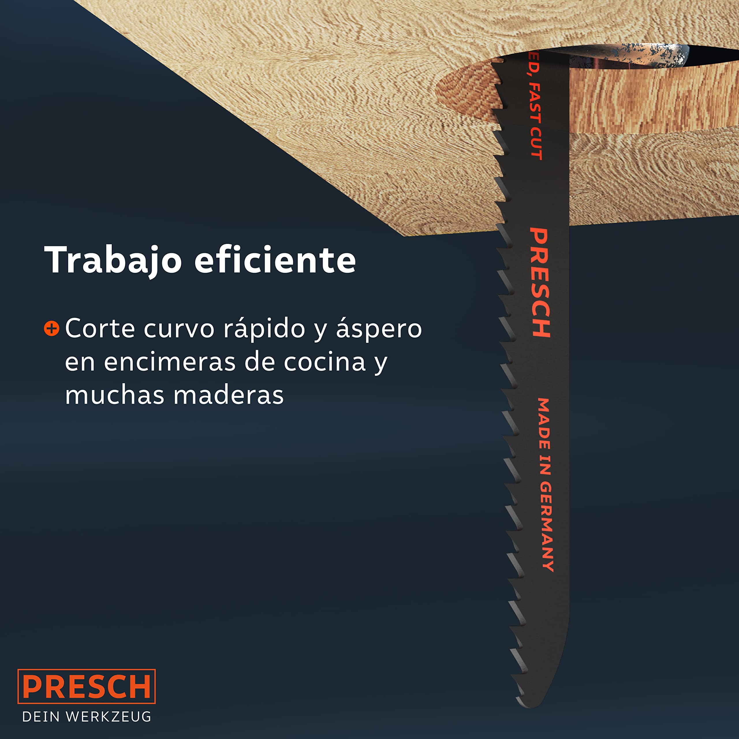 Presch Hojas sierra sable madera 130mm 10 piezas - corte curvo 6-100mm - Hojas de sierra para madera, cuchillos de cocina y más. - Juego de hojas de sierra con caja incluida